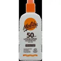 Malibu SPF 50 Hög Skydd Vattenresistent Lotion Spray - 200 ml