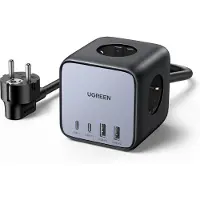 UGREEN DigiNest Cube USB-laddare 65 W Jordat kontaktuttag, 2x USB-A, 2x USB-C Power Delivery 2.0, Power Delivery 3.0, PPS, QC 2.0, QC 3.0, QC 4+, Adaptive