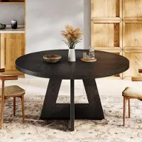 24hShop Runt matsalsbord i trä 120cm - Brun / matbord runt / köksbord / dining table