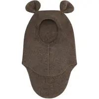 Huttelihut Balaklava - Enkel - Ullfleece - Brown Melerad m. Öron - - 1-2 år (80-92) - Balaklava - Singel
