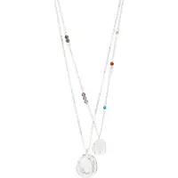 Pilgrim Halsband 'Here' ljusblå / ljuslila / silver / pärlvit