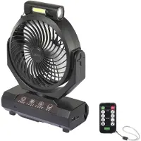 Sygonix Batteridriven fläkt 4.6 W (Ø) 205 mm Svart Batteridrift möjlig , med belysning, Oscillerande, med fjärrkontroll, LED-indikatorn, Timer, Väggmontering
