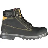 Carrera Svarta Läderkängor Snörning Stil