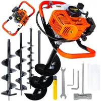 John Gardener jordbor/spillborr bensindrivet + borrar (10 cm, 15 cm, 20 cm) + adapter 50 cm (1)