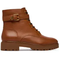 Ralph Lauren för kvinnor. 802P12046002 Ankelboots Allyson i läder med rem i brunt (39), Hud, Beige, 1 till 3 cm, Ingen, Casual