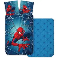 Licens Spiderman sängset - 100% bomull - Juniorpåslakan 100x140 cm - Baksida med spindelnät