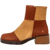 Art för kvinnor. 1128511F9003_0MU Ankelkängor i läder 1285 Warsaw Brun, beige (39), Hud, 3 till 5 cm, Zip, Casual