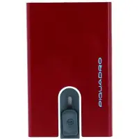 Piquadro Blue Square läder korthållare, fyrkantigt glidsystem med pengarclip PP5358B2R-R (röd) för män