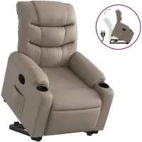 vidaXL Reclinerfåtölj med uppresningshjälp cappuccino konstläder