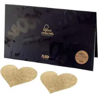 Bijoux indiscrets Flash - glittriga hjärtformade bröstvårtsklistermärken (guld)
