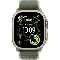 Apple - Slinga för smart klocka - 49 mm, naturlig titanfinish - storlek M/L - grön/neon - för Watch Hermès Series 9, SE 3, Series 10, Series 11, Series 8, Series 9, Ultra 2, Ultra 3