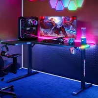 24.Se Vänstersvängt Gamingbord med kolfibertextur - Svart
