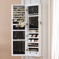 24hShop Smyckesskåp med spegel och LED-belysning - Vit / smyckesskåp med belysning