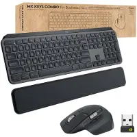 Logitech MX Keys Combo for Business - Sats med tangentbord och mus - bakgrundsbelyst - trådlös - Bluetooth LE - QWERTY - brittisk - grafit
