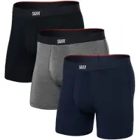 Saxx - Vandringskläder - Vibe Xtra Soft Comfort BB Fly 3pk Black/Dark Grey Heather/Navy för Unisex - Storlek S