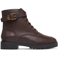Ralph Lauren för kvinnor. 802P12046003 Bruna ankelboots i skinn med rem (40), Hud, Karta, 1 till 3 cm, Nyckelband, Spänne, Casual