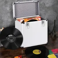 24.Se Hård vinylväska med lås - Silver / vinylförvaring väska / LP-väska med lås
