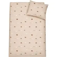 By Mats Bondgårdsmotiv sängkläder - 100% bomull - Junior sängset 100x140 cm - Beige med bondgårdsmotiv