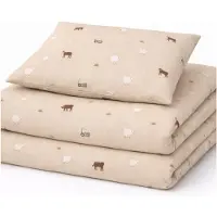 By Mats Bondgårdsmotiv sängkläder - 100% bomull - Junior sängset 100x140 cm - Beige med bondgårdsmotiv