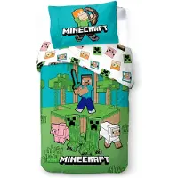 Minecraft sängkläder - 100% bomull - Barnsängkläder 140x200 cm - Steve, Zombie, Creeper och Pigs, Sheep
