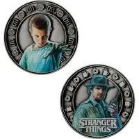Fanattik Stranger Things Elva Samlingsmynt Och Hopper-valuta 4 Cm