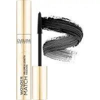 Eveline Cosmetics Wonder Match Mascara För Voluminösa Och Tjocka Ögonfransar Svart Färg 7 Ml