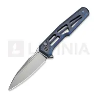 We Knife Dressytak Skeletonized, Blue Titanium, Stonewash