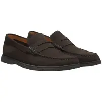 BOSS Suede loafers with logo penny trim