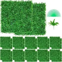 Vevor Konstgjord Buxbom Panel UV 24 ST Buxbom Häck Väggpaneler Konstgräs Bakgrundsvägg 10"x10" 4 cm Grön Gräsvägg Falsk Häck för Dekoration Avskildhet Staket Inomhus Utomhus Trädgård Bakgård