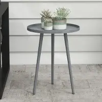 24.Se Runt sidobord i metall 40cm - Grå / runt trädgårdsbord i stål