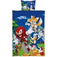 Licens Sonic sängkläder - 100% bomull - Barnsängkläder 140x200 cm - Sonic The Hedgehog och vännerna