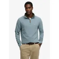 Superdry för män. M2014346A Klassisk essentiell jersey med dragkedja, blå (XL), Casual, Bomull, Lång ärm