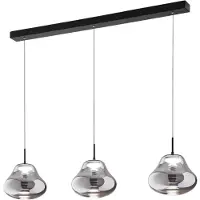 FABAS LUCE Glas pendellampa Deva, dimbar, Aluminium / grå / zink, Vardagsrum / matsal, Glas, Modern, Pendellampa