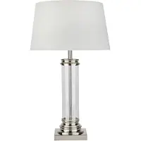 Searchlight Bordslampa Pedestal, Förkromad / silver, Vardagsrum / matsal, Textil / tyger / siden, Bordslampa