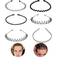 INF 6-pack vågformade metalldiadem, metallpannband Black