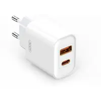 XO CE12 20W snabb väggladdare - USB-A, USB-C - Vit