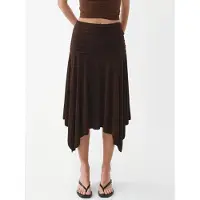 Busem Asymmetrisk Midikjol med Draperad Detalj