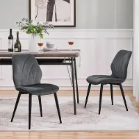 24hShop Vadderade köksstolar 2-pack - Grå / matstolar med stoppad sits och rygg