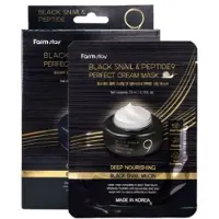 Farm Stay Black Snail & Peptide 9 Perfect Cream Mask 10ea+RANDOM GIFT