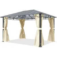 TOOLPORT Hardtop paviljong 3x4m, inkl. 4 gardiner, champagne