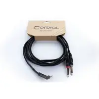 Cordial 14866 Audio Y-adapter [1x Jack 3,5 mm - 2x Jack 6,3 mm (mono)] 1 m Svart PVC-mantel, Twin-kabel