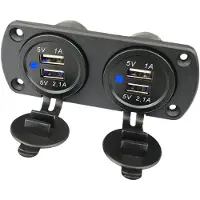 INF Dubbel USB-Billaddare med Blått Ljus (panel med 2 uttag)