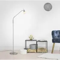 Paul Neuhaus Golvlampa Pino, dimbar, Aluminium / grå / zink, Vardagsrum / matsal, Metall, Golvlampa