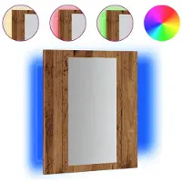 vidaXL Spegelskåp för badrum LED åldrat trä 40x12x45cm konstruerat trä
