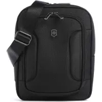 Victorinox Werks Traveler Axelväska med Fack för Surfplatta, Dragkedja, Axelrem 7L Antibakteriell Affärsmodell Svart 7.0 Ficka för 11-tums, Ficka, Rem, Kapacitet,