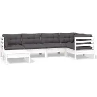 vidaXL Loungegrupp med dynor 6 delar vit massiv furu