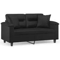 vidaXL 2-sits soffa med prydnadskuddar svart 120 cm konstläder