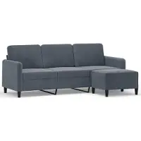 vidaXL 3-sitssoffa med fotpall mörkgrå 180 cm sammet