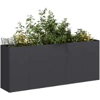 vidaXL Svart planteringslåda 200x40x80 cm kallvalsat stål, blomkruka, växtstöd, upphöjd säng, stöd av 860724