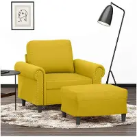 vidaXL Fåtölj med fotpall gul 60 cm sammet